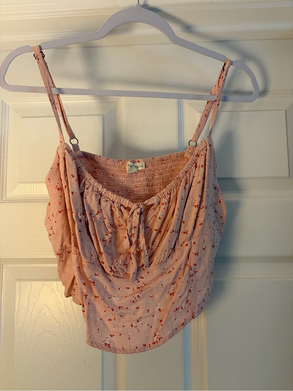 Aeropostale Pink Floral Ruched Cami with Smocked Back